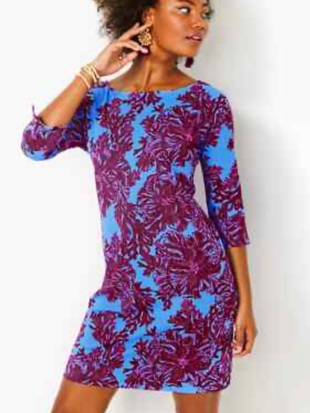 NWT Lilly Pulitzer Braeden Floral Shift Dress new UPF 50 Chilly Lilly
